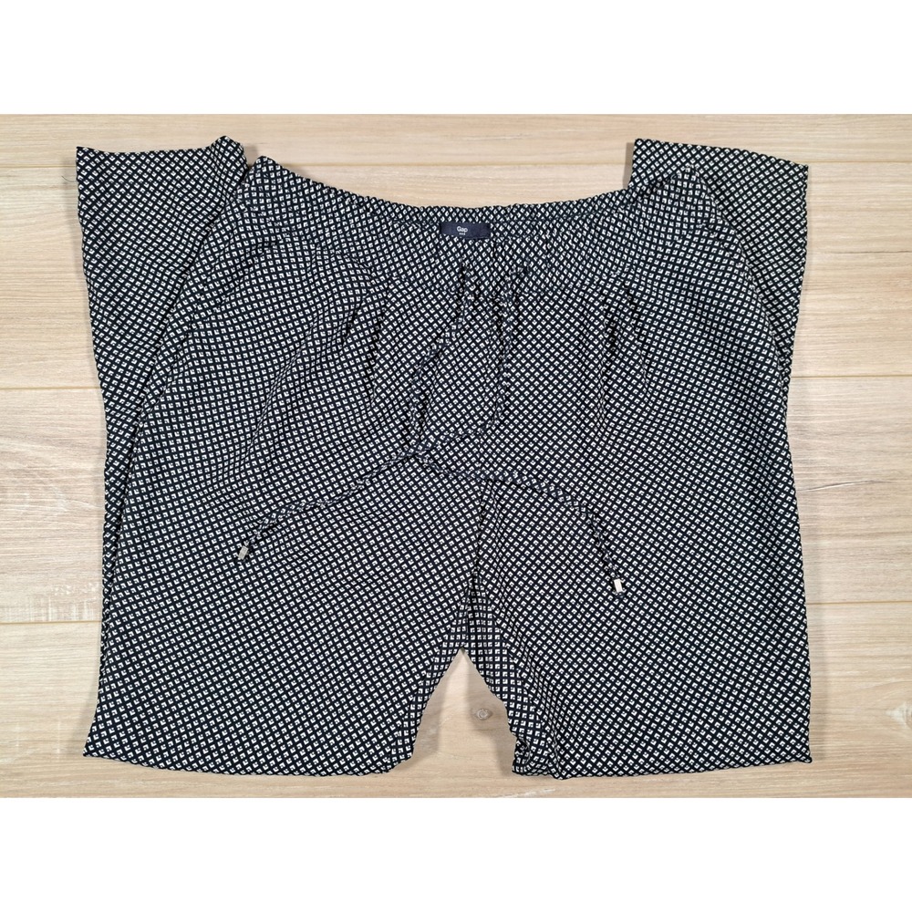 Gap Navy Blue White Geometric Diamond Print Drawstring Elastic Waist Pants SR